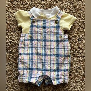 Janie and Jack spring boys 2 piece romper and polo onesie set size 0-3 months